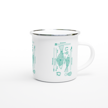 Load image into Gallery viewer, Campfire Enamel Mug (Turquoise) : Hunter By Richard Collins