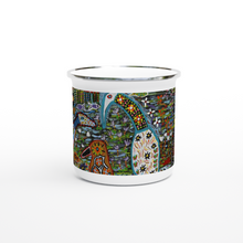 Load image into Gallery viewer, Campfire Enamel Mug : Wet Sinin by Rhonda Duncan
