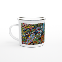 Load image into Gallery viewer, Campfire Enamel Mug : Wet Sinin by Rhonda Duncan