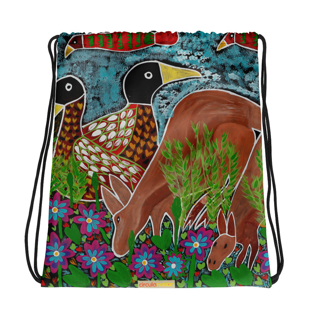 Drawstring bag : Kangaroo by Margaret Duncan