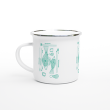 Load image into Gallery viewer, Campfire Enamel Mug (Turquoise) : Hunter By Richard Collins
