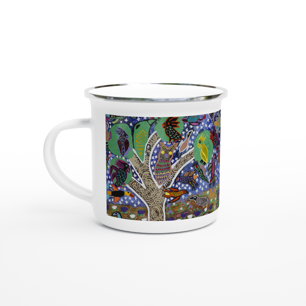 Campfire Enamel Mug : Drai Sisin by Rhonda Duncan