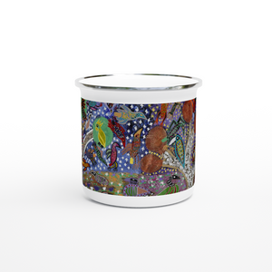 Campfire Enamel Mug : Drai Sisin by Rhonda Duncan