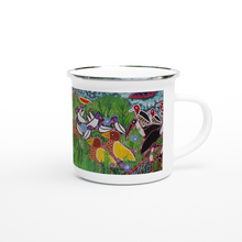 Load image into Gallery viewer, Campfire Enamel Mug : Bardbardmob by Margaret Duncan
