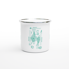 Load image into Gallery viewer, Campfire Enamel Mug (Turquoise) : Hunter By Richard Collins
