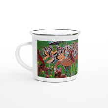 Load image into Gallery viewer, Campfire Enamel Mug : Bardbardmob by Margaret Duncan
